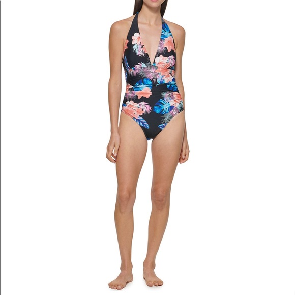 NWT DKNY Halter Rouched Swimsuit - Picture 7 of 8